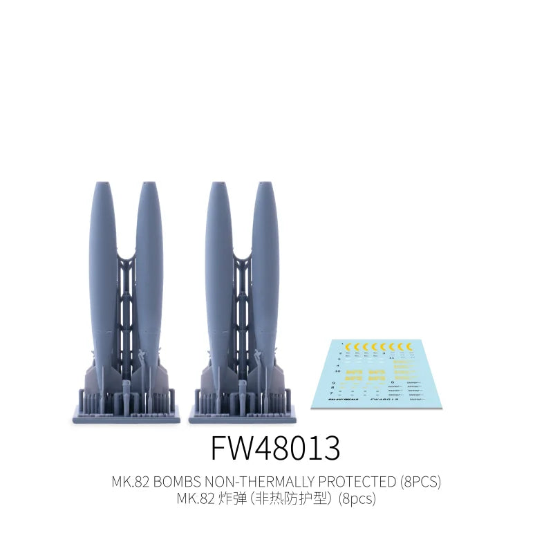 Galaxy Model 1/48 3D printed gray MK.82 bombs with decals, aircraft weapons