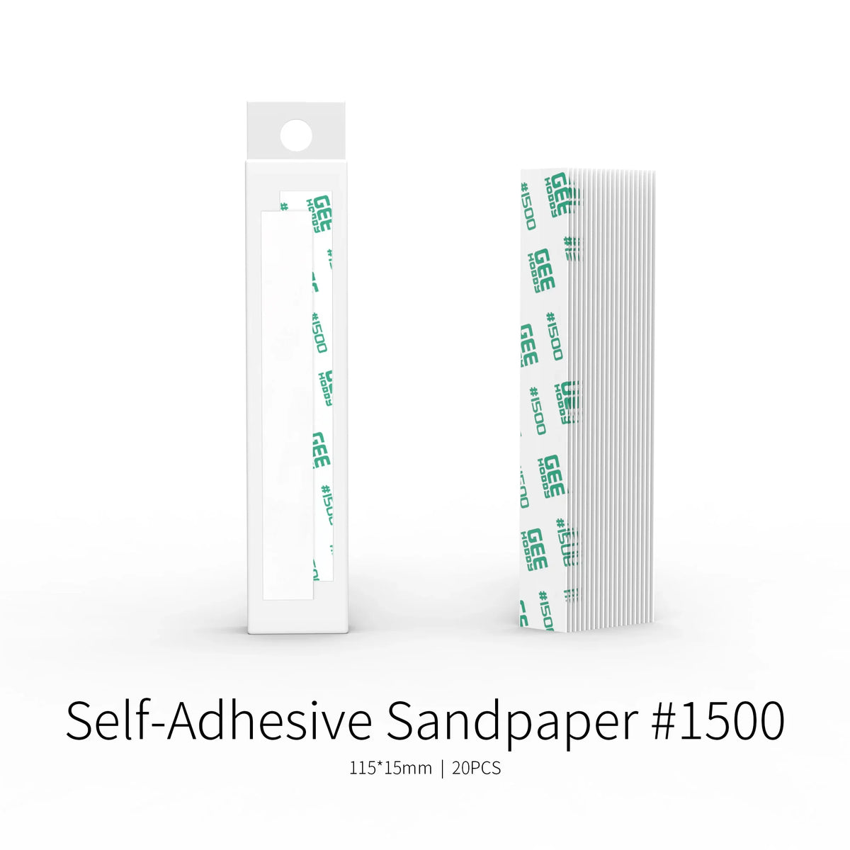 White self-adhesive sandpaper strips 1500 grit in clear sleeve by GeeHobby with grits x 20pcs and bonus toy kit for sanding sticks