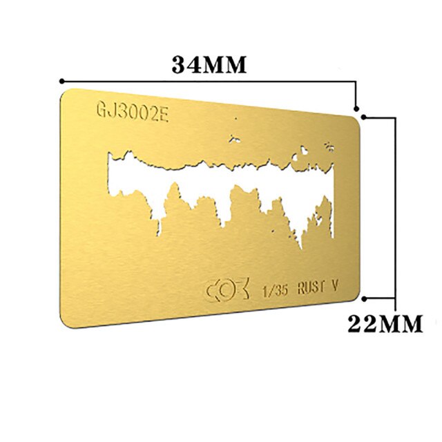 Gold city skyline corrosion stencil for scale modeling tools