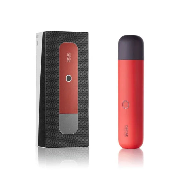 Red vape pen on portable wireless vacuum cleaner with matte black cap