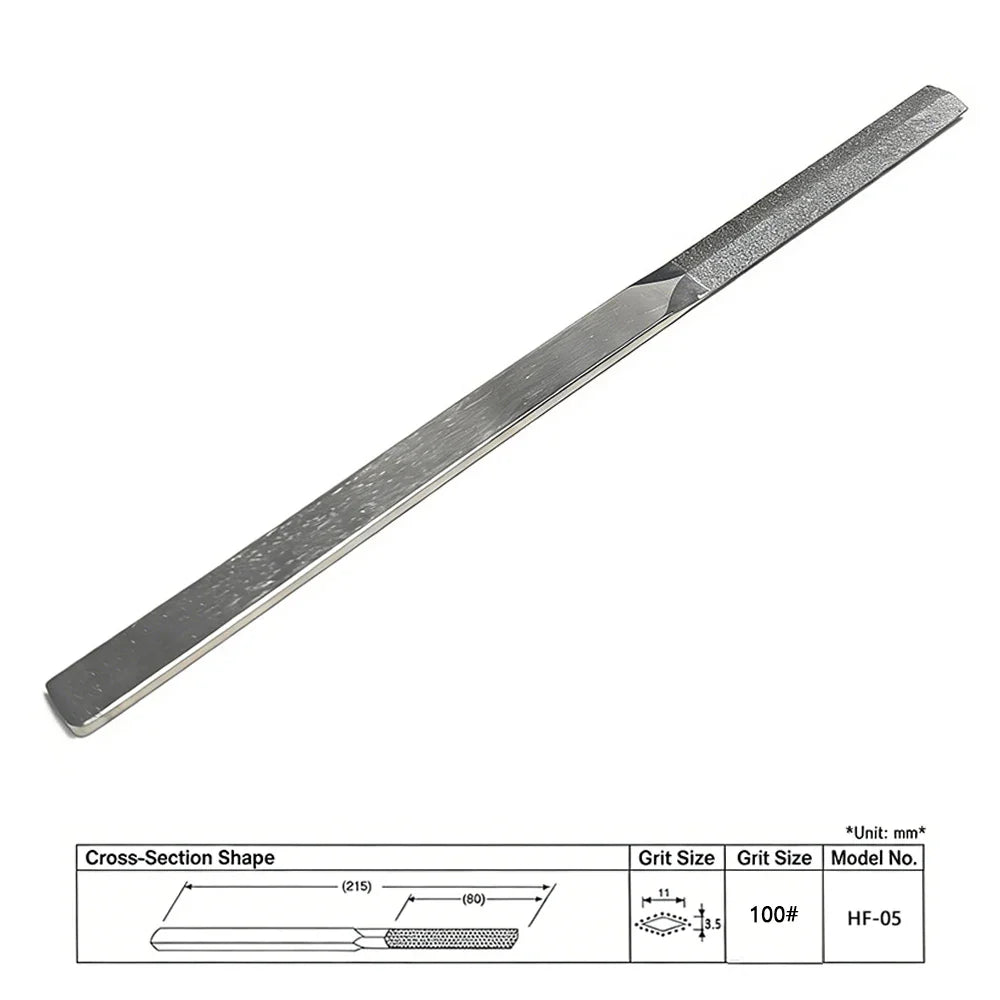 Silver diamond abrasive special-shaped metal file with textured surface and tapered end for scale modeling tools