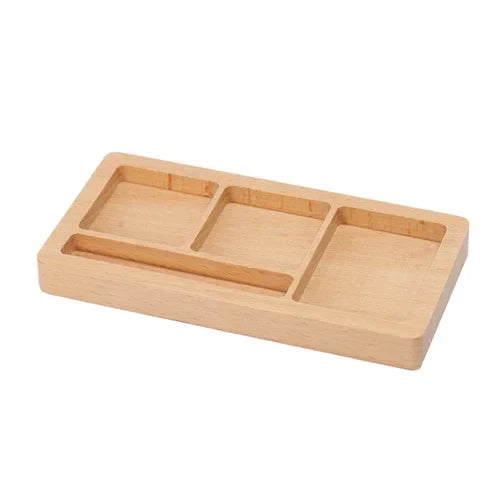 Light wooden glue holder with 3 compartments and elongated slot