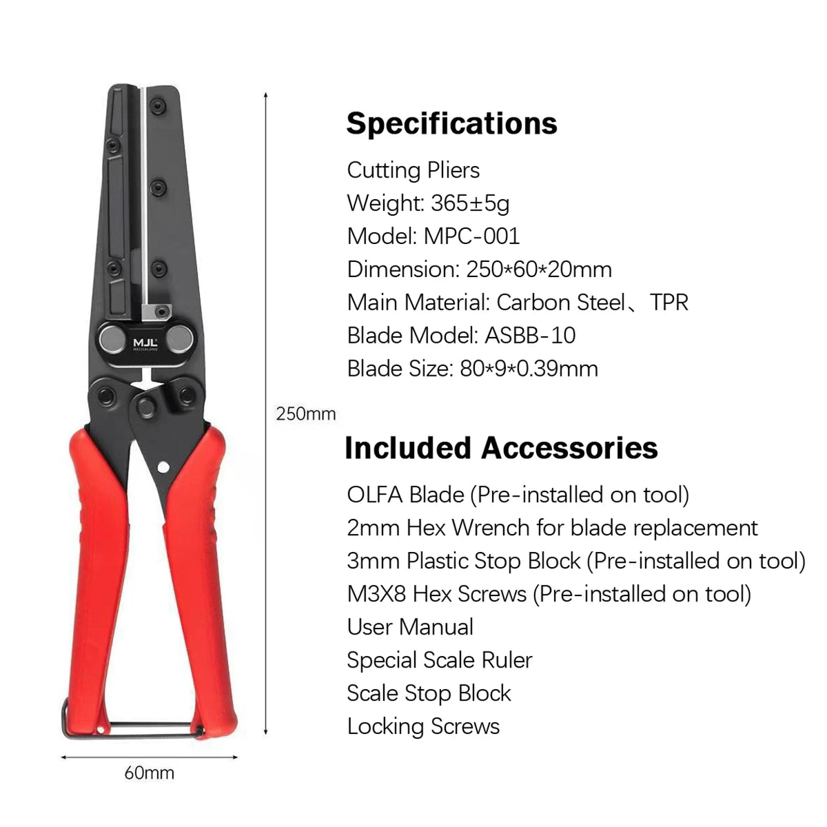 MJL Plastic Sheet Cutter with Built-In Ruler