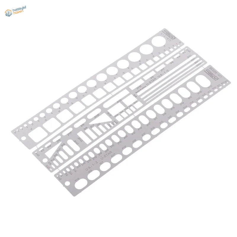 Silver shapes engraving template ruler with scales for Gundam modeling