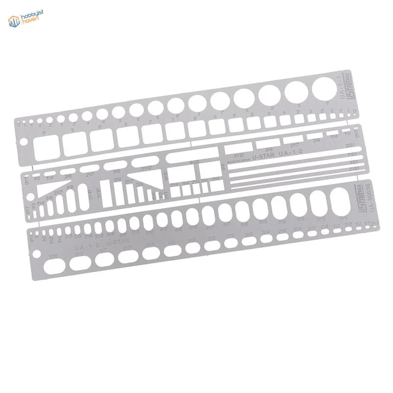 Silver U-Star shapes engraving template ruler set for Gundam modeling