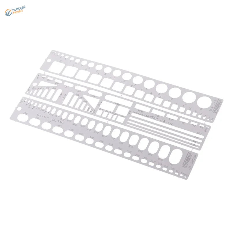 Three silver shapes engraving templates for Gundam modeling