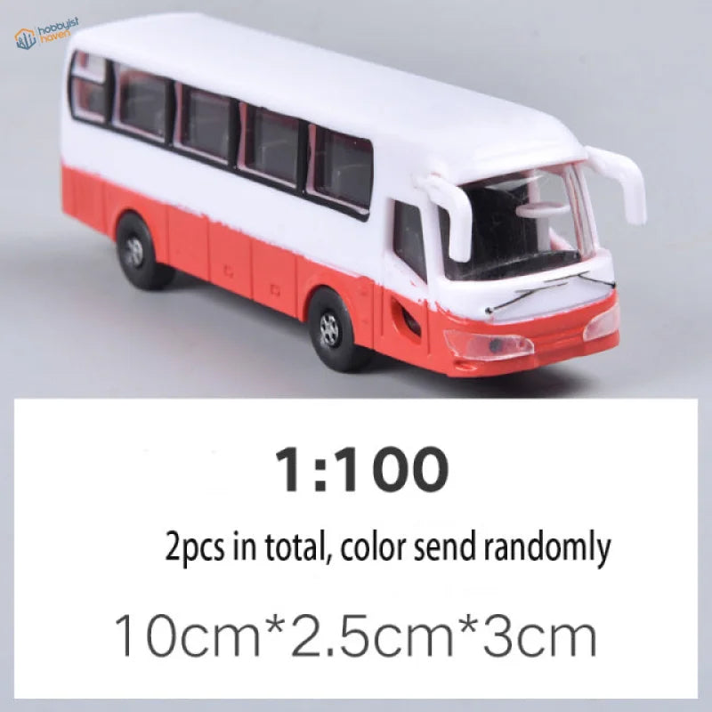 Red and white toy bus model for scale railway modeling, 1:75 1:100 scales