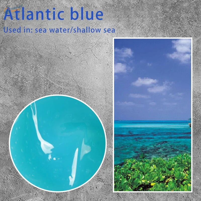 Water simulating paste in Atlantic blue acrylic paint hue