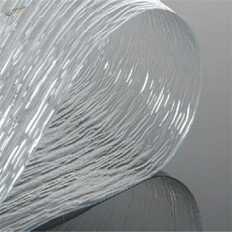 Water simulating transparent PVC sheet with shimmering silver ribbed texture