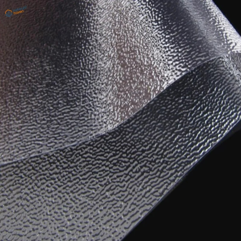 Water simulating transparent PVC sheet with clear textured wavy pattern