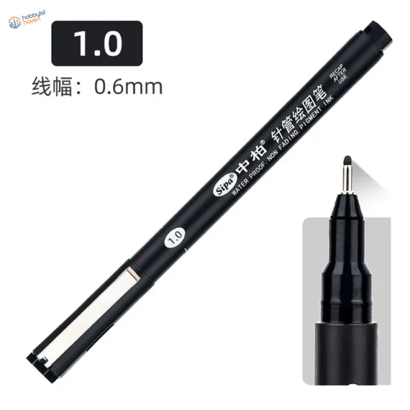 Black Sizua waterproof panel liner marker, 0.6mm fine tip