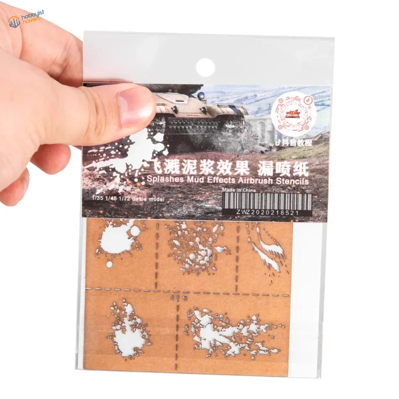 Brown paper weathering effects stencils with mud splashes for 1/35 1/48 1/72 scale models