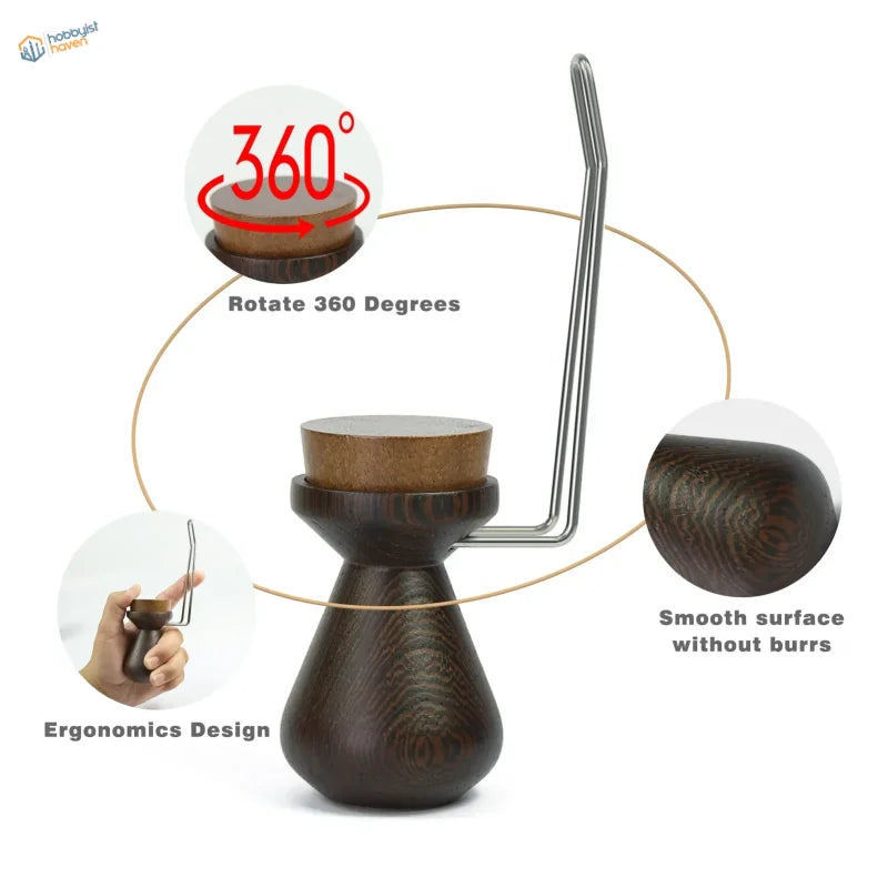 Dark brown wood handle for figure painting with polished tamper