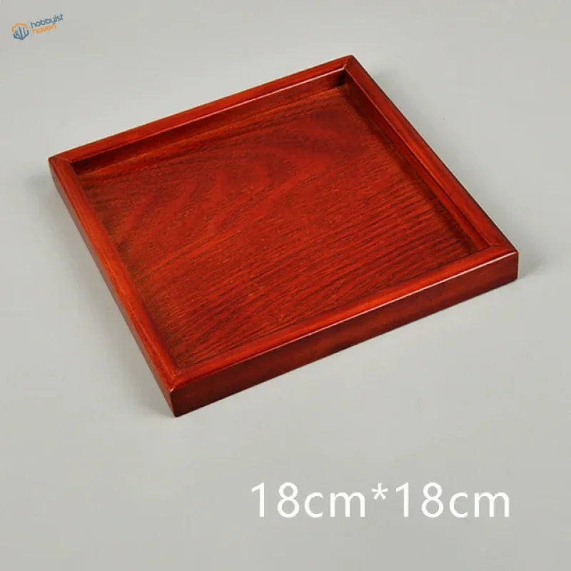 Square wooden tray base with reddish-brown finish for diorama scale modeling tools