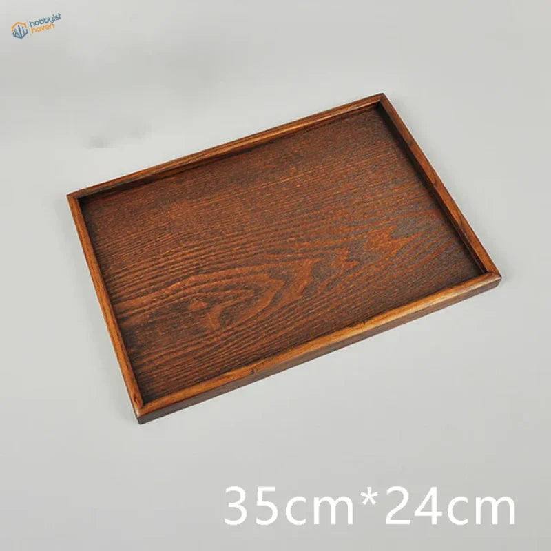 Rectangular wooden base for dioramas with dark brown grain finish