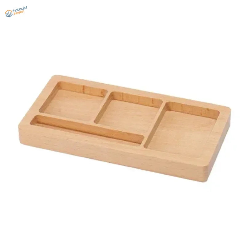 Light wooden glue holder with 3 compartments and elongated slot