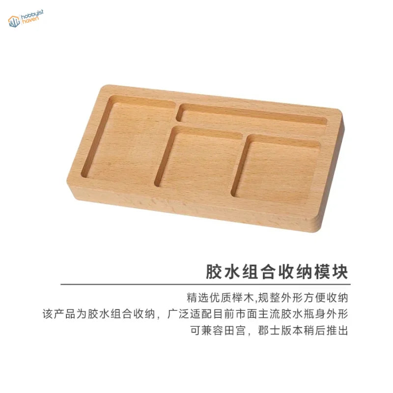 Light wooden glue holder from premium beech wood with 4 compartments