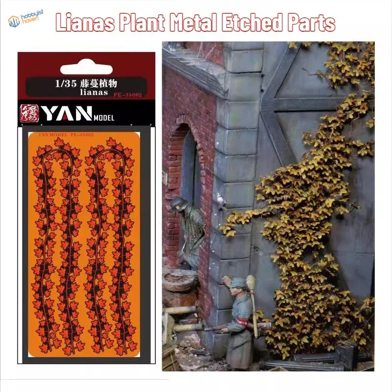 YAN Model 1/35 PE Vines orange-backed etched sheet with red black liana patterns for scale modeling