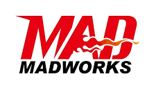 Red and black madworks logo with stylized flame design representing precision hobby tools for scale modeling tools.