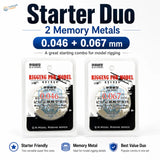 Starter duo memory metal rigging wire set with two super fine diameters in clear packaging for fine rigging use