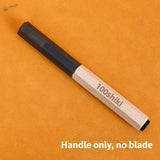 100shiki ceramic engraving knife handle with light wood grip and engraved branding