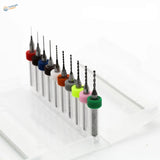 0.1 to 2.0mm colorful carbide micro drill bits in acrylic holder