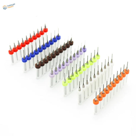 0.1 to 2.0mm carbide micro drill bits set with colorful metallic bits and caps
