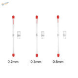 Three 0.2/0.3/0.5mm airbrush needles in glass calibration tubes