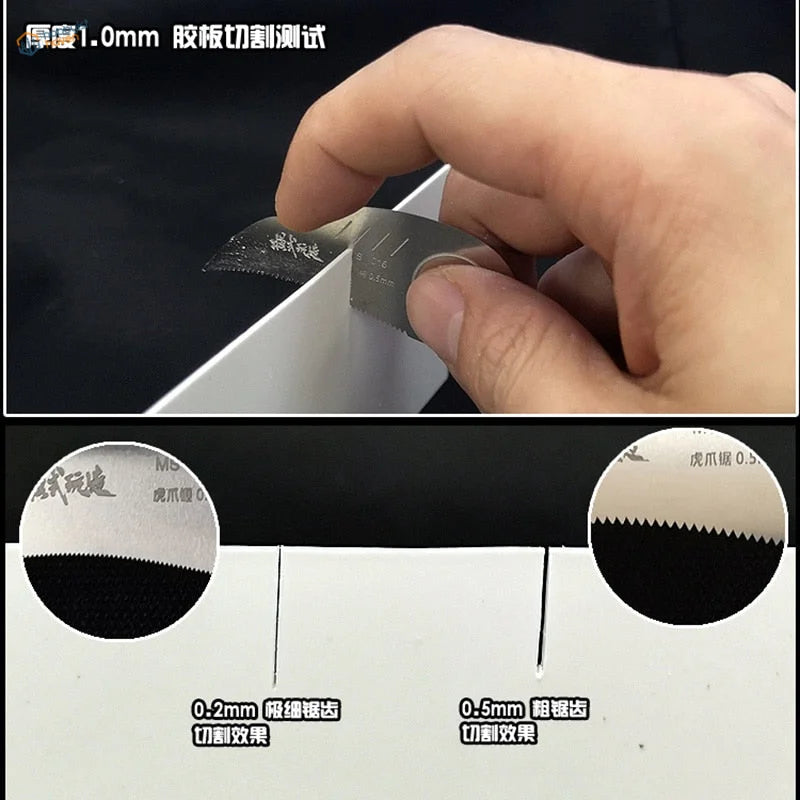 Sleek 1mm serrated blade for 0.2/0.5mm portable mini saws, precision hobby tools
