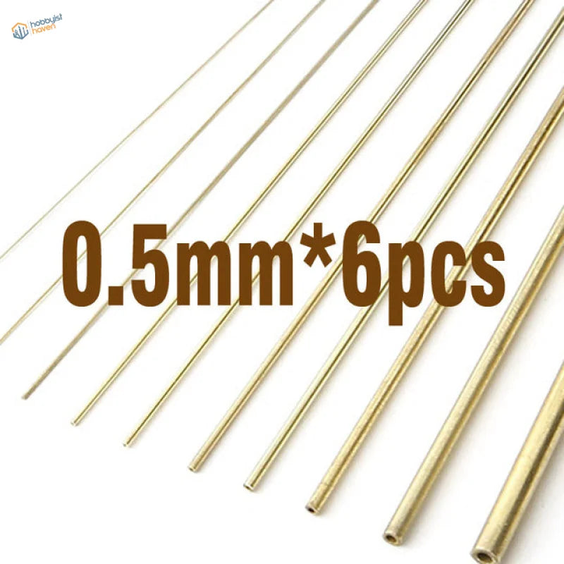 Six 0.5mm brass tubes for scale modeling, polished hollow ends