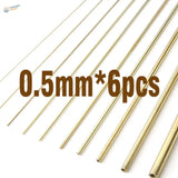 Six 0.5mm brass tubes for scale modeling, polished hollow ends