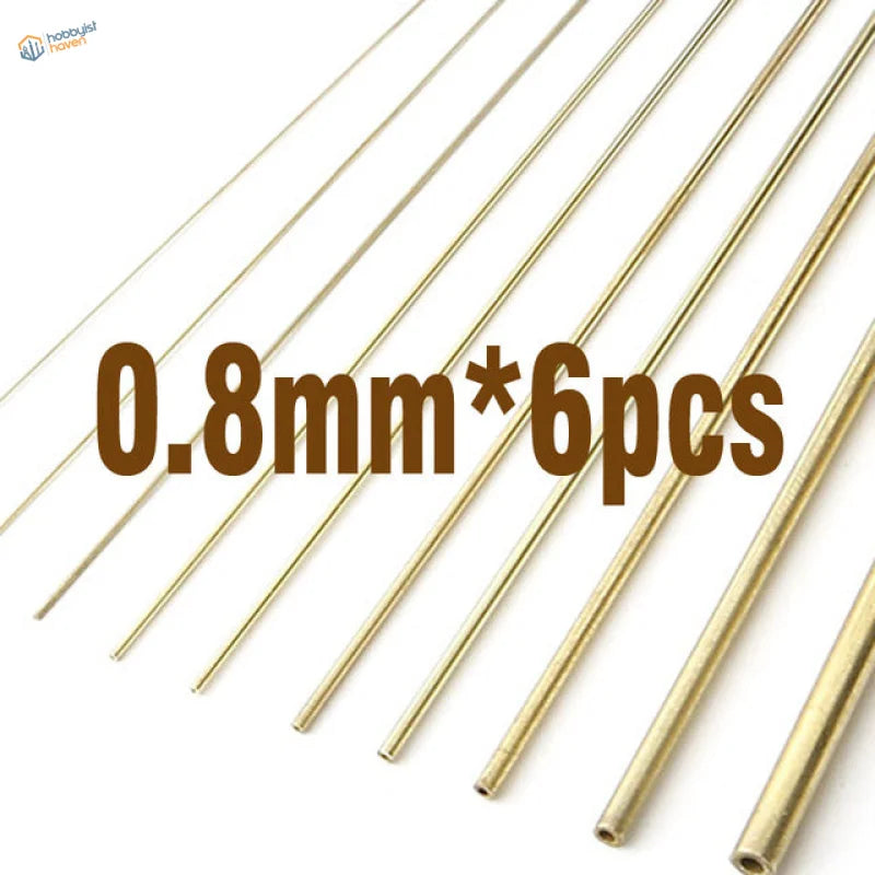Six 0.8mm polished brass tubes for scale modeling tools