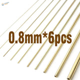 Six 0.8mm polished brass tubes for scale modeling tools