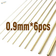 Six 0.9mm polished golden brass rods for scale modeling tools