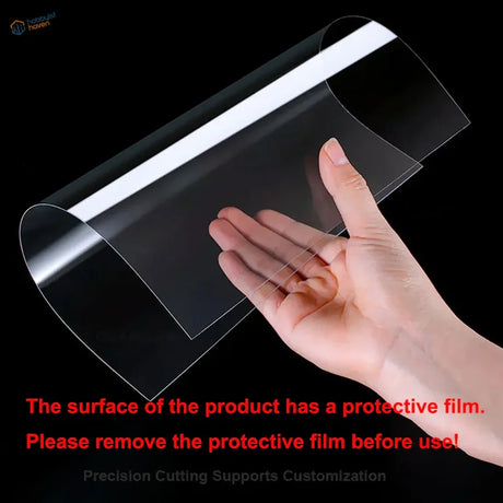 Transparent PVC sheet with flexible protective film and white edge strip