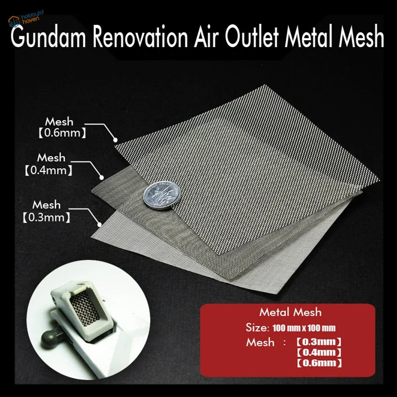 Silver metal mesh sheets 0.3mm 0.4mm 0.6mm for Gundam scale models air intakes