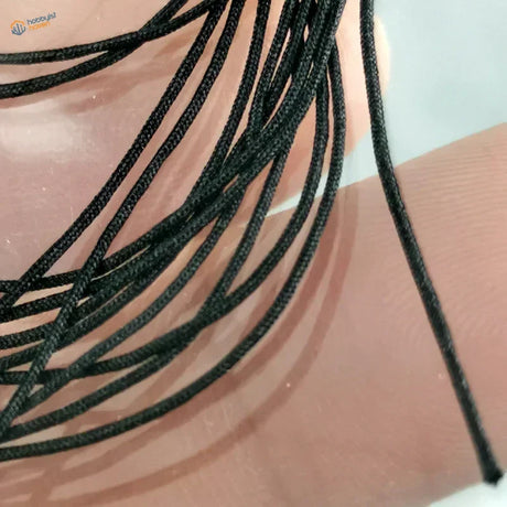 Black braided line cord, fine uniform texture for scale modeling, 0.4~1.5 x 200mm