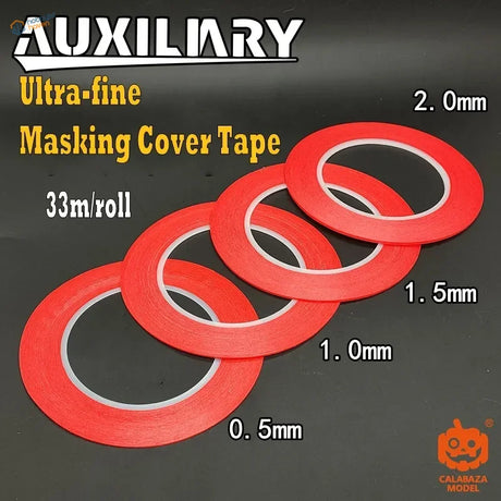Red 0.5~2.0mm ultra-fine masking tape rolls in varying widths