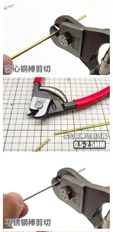Shi Tools black red-handled cutting pliers for 0.5-2.5mm soft metal rods