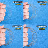 Silver-colored steel traction cable strands in four diameters 0.5mm to 2mm for model use