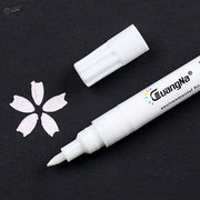 White guangna 0.7mm acrylic paint marker pen with fine tip, cap and cherry blossom design