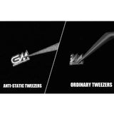 Dspiae anti-static tweezers with stainless steel finish and gm logo