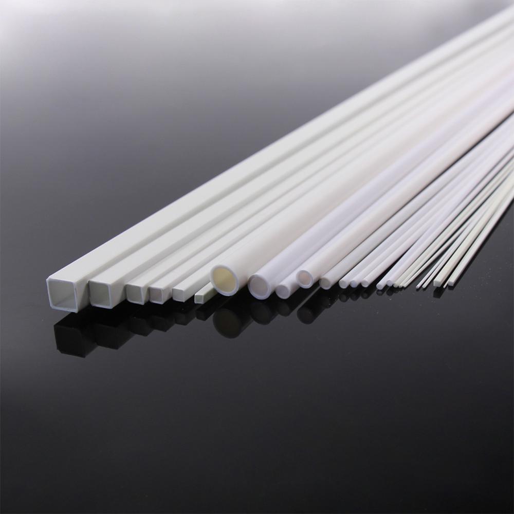 48pcs styrene round and square rods for scale modeling on reflective surface