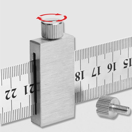 Silver positioning block for carbon steel ruler with clamp and knob