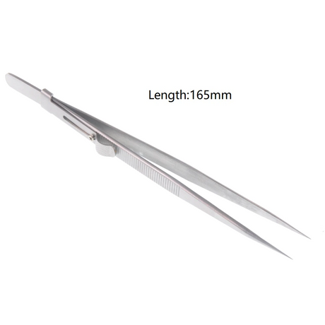 6-inch anti static precision lock tweezers with silver metal grip
