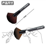 Soft fan-shaped model cleaning brush with black handle and dense brown bristles