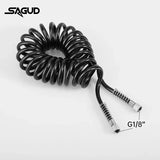 Black coiled air line with silver g1/8 threaded connectors sagud spring coil hose stretches for airbrush use