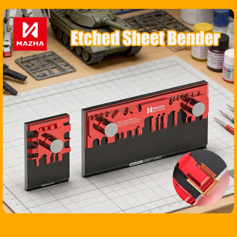 Red and black mazha photo-etch parts bender with metallic rollers designed for precision scale modeling tools use