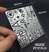 1/35 stencil for WW2/modern US AFVs: silver plate with black military insignias