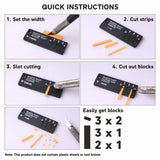 Black plastic fixed-width plastic sheet strip cutter with numbered width markings for scale modeling tools precise cuts